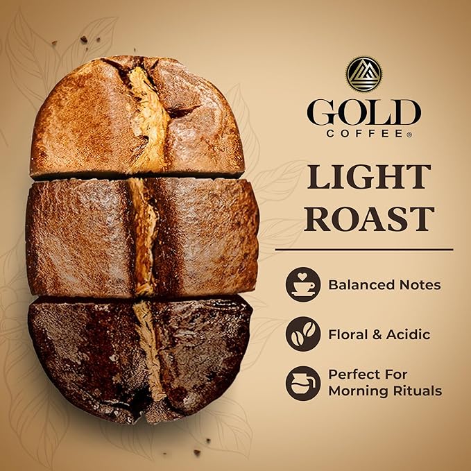 Gold Coffee Co. Velara Premium Blend | Light Roast, Whole Bean | 100% Arabica Coffee | 12 oz.