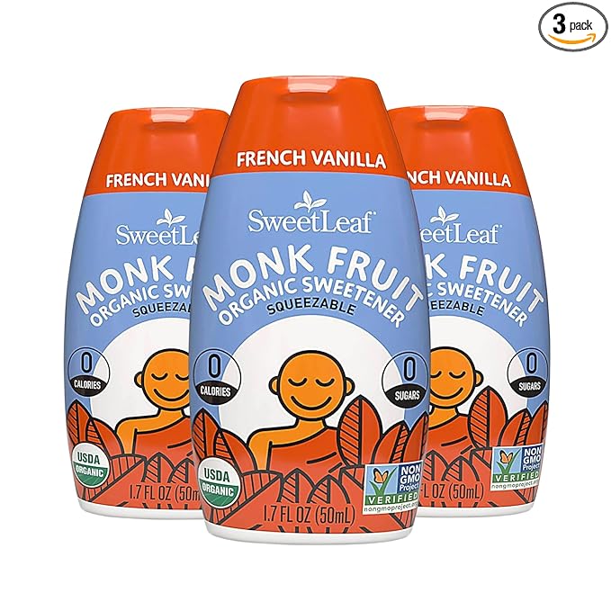 SweetLeaf French Vanilla Liquid Monk Fruit - Monk Fruit Liquid Sweetener Drops, Organic Monk Fruit Extract, Zero Calorie Sweetener, Sugar Free, Keto Friendly, Erythritol Free - 1.7 Fl Oz (Pack of 3)