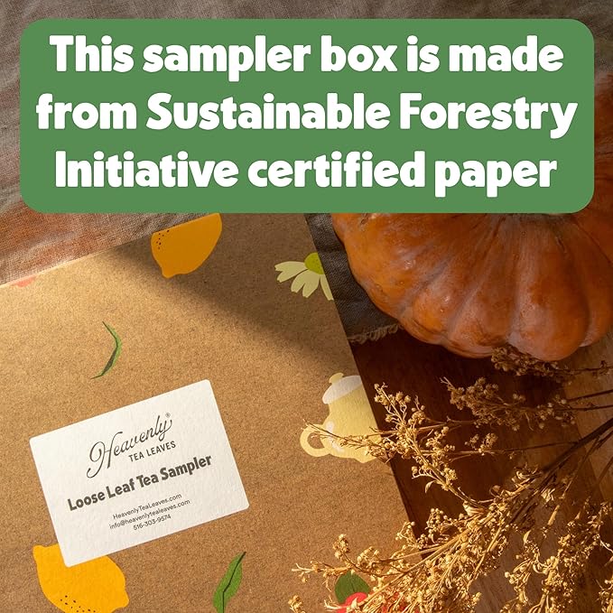 Heavenly Tea Leaves Organic Assorted 9 Loose Leaf Tea Gift Box (Approx. 90 Cups of Tea) - Sampler Set of 9 Teas & Herbal Tisanes, Great Hot or Iced, High to No Caffeine