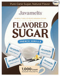 Javamelts French Vanilla Flavored Sugar Packets | Pure Cane Sugar for Baking, Coffee Syrup Substitute, Cocktails, Tea | Non GMO, Non Dairy, Gluten Free, Kosher | 1,000 Bulk Sugar Packets