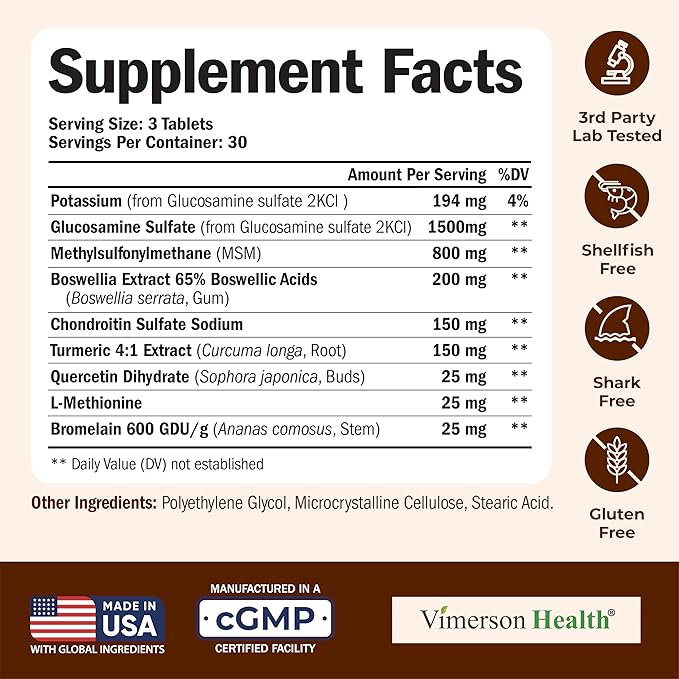 Glucosamine Chondroitin MSM – Joint Support Supplement for Women and Men with Glucosamine Sulfate 1500 mg, Chondroitin and MSM – for Cartilage, Joint Health and Flexibility – 90 Tablets