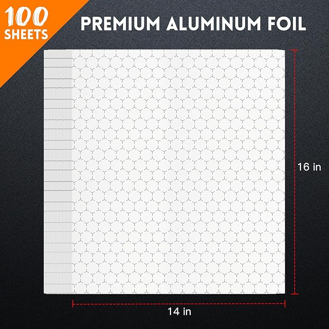 EcoDispose Pre-Cut Insulated Foil Sandwich Wrap Sheets Grease-Resistant for Hot Food (14" x 16",100 PCS)