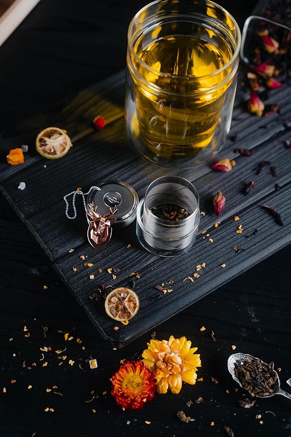 Tea Strainers For Loose Tea Stainless Steel Tea Ball Infuser Tea Ball For Loose Leaf Tea Infuser For Loose Leaf Tea Loose Leaf Tea Steeper Cute Tea Infuser Gift (DeerHead)