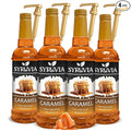 Syruvia Caramel Syrup - 25.4 fl oz. Premium Coffee Flavoring Syrup. Kosher, and Gluten-Free. Perfect for Enhancing Drinks, Sodas, Shakes, Desserts, and More With Pump (Pack of 4)