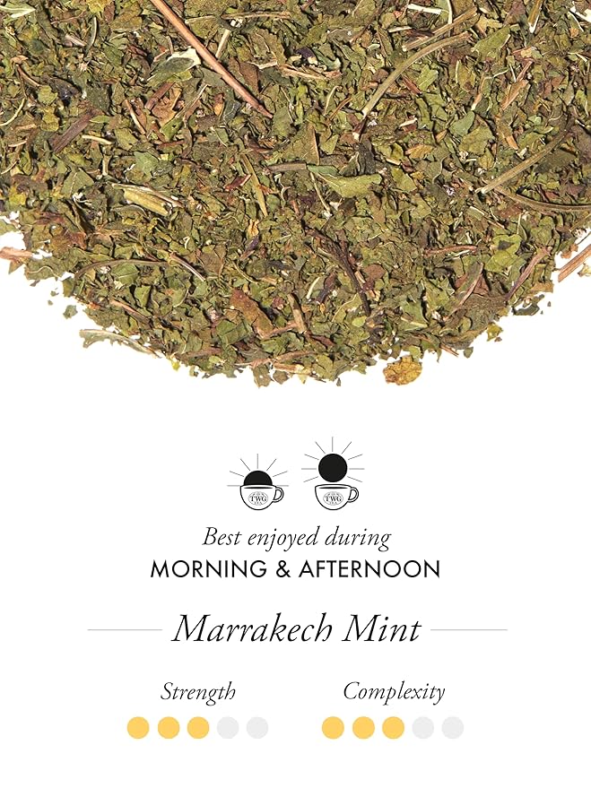 TWG Tea | Marrakech Mint | Herbal Tea | Mint Leaves | 15 Hand Sewn Cotton Teabags | Gift Set