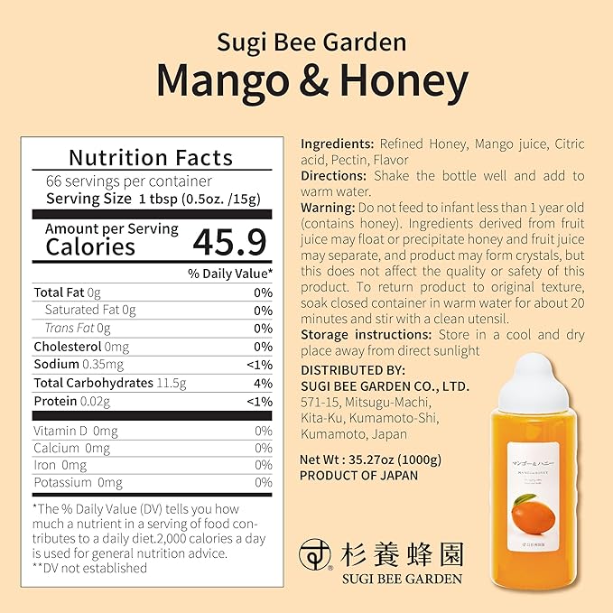 Mango&Honey 1000g(35.3oz) 杉養蜂園 Sugi Bee Garden