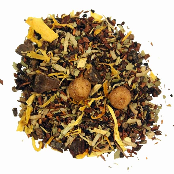 Nelson's Tea Vanilla Nut Spice - Cut & Sifted, Low Caffeine Rooibos Loose Leaf Tea with Honeybush, Yerba Mate, Chicory Root, Licorice Root, Cardamom Seeds, Coconut and Marigold Herbal Blend (Sample 0.4 Oz)