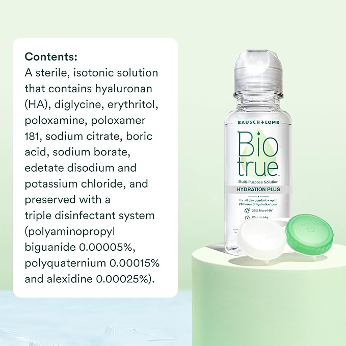 Biotrue Contact Lens Solution, Multi-Purpose Solution for Soft Contact Lenses, Lens Case Included, 2 FL OZ Travel Size