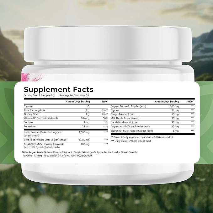 Liver 360 - Liver Cleanse Detox & Repair Powder with Milk Thistle, Turmeric & Artichoke Extract Fruit Punch Flavor – 30 Servings