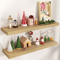 Floating Shelves for Wall, Engineered Wood Wall Shelves with Invisible Brackets for Living Room Bedroom Bathroom Office Kitchen Decor and Storage (Oak, 36" W x 9" D x 1.5" H) Set of 2