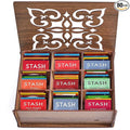 Tea Bags Sampler Gift Box – 80 Count, 28 Flavors – Wooden (MDF) Tea Organizer in Walnut – Variety Pack for Mom, Dad, Friends, Coworkers, Students, Men & Women