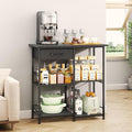 SWTYMIKI Bakers Rack with Storage - Coffee Bar Cabinet Organizer, Coffee Station for Kitchen Dining Room, Microwave Stand with Adjustable Feet, Black