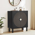 Sideboard Buffet Cabinet, Kitchen Sideboard Cabinet with 2 Doors and Adjustable Shelf, Wood Coffee Bar Console Table for Living Room, Dining Room, Hallway (Black)