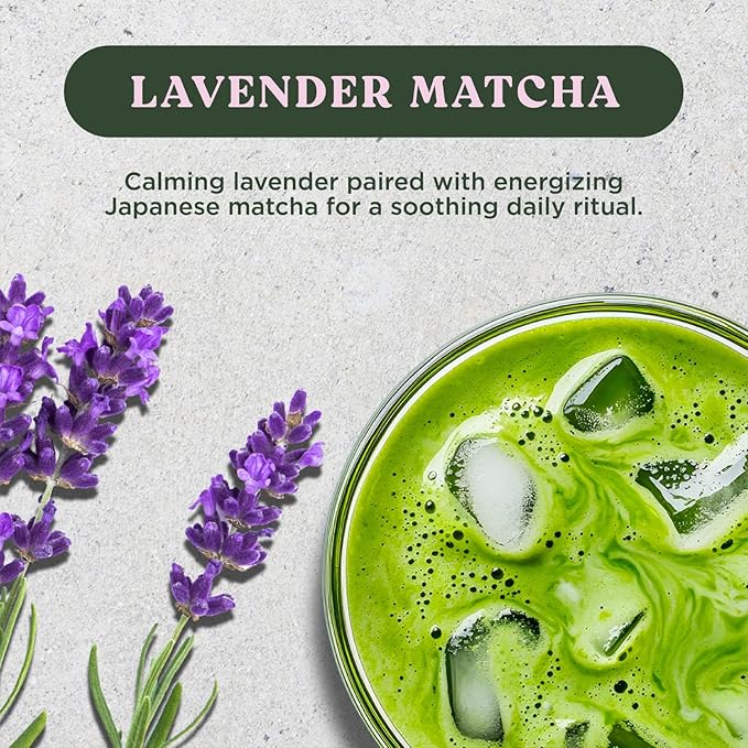 The Harmony Matcha Lavender (10 Sticks) Premium Japanese Matcha Powder, Rich in Antioxidants & L-Theanine, Sweetened with Organic Sugar, No Preservatives