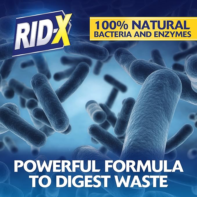 RID-X Septic Tank Treatment Powder – 3 Month Supply, Dual Action Enzymes and Bacteria to Break Down Waste & Prevent Backups