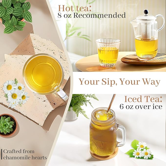 Johou Chamomile Herbal Tea Pods, Specially Ground Pure herb, Full-Flavor, Compatible with All K-Cup Brewers & Keurig 2.0, 24 pods, Caffeine Free Sleep time Tea, Made in Taiwan