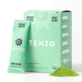 Tenzo Single Serve Matcha Green Tea Powder - Matcha Powder Single Serve Sticks - Organic Matcha Green - Ceremonial Grade Sweet Blend Matcha (10 Count)