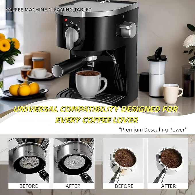 Coffee Machine Cleaning Descaling Tablets, 30 Count Fast Dissolving, Odor Free, Residue Free Formula for Hard Water, Limescale Coffee Oils Universal for Pod, Espresso Drip Brewers