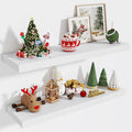 Fun Memories Floating Shelves Set of 2, 36 Inch Long Wooden Wall Shelves, 10 Inch Deep Wall Mounted Storage Shelf with Metal Brackets for Living Room, Bathroom, Bedroom and Kitchen, White