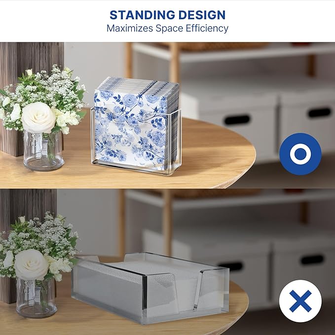 Acrylic Napkin Holder for Table – Clear Square Dispenser for Paper Napkins, Modern Square Paper Napkin Holders for Kitchen, Dinner Table Guest Napkin Holder for Home, Hotel, Restaurant