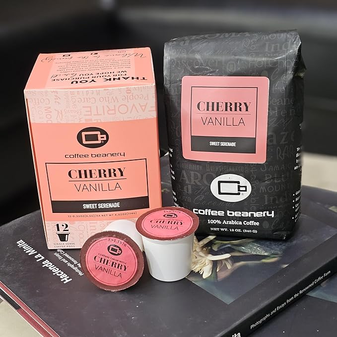 Cherry Vanilla Flavored Coffee by Coffee Beanery | Medium Roast, 12oz Ground, 100% Arabica