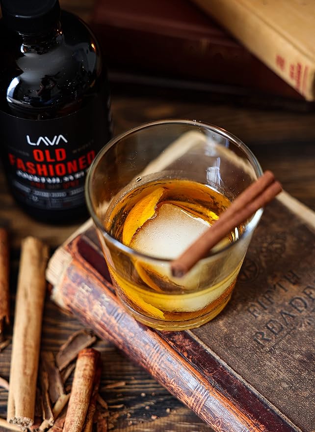 LAVA Premium Fire & Spice Cinnamon Whiskey Spicy Old Fashioned Cocktail Mix 16oz, Makes 32 Cocktails, Made with Aromatic Bitters, Demerara, Cinnamon, Cayenne Pepper. Just Add Whiskey.