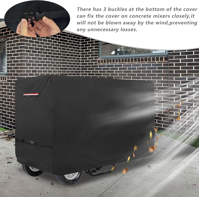 Outdoor Concrete Mixer Cover,Heavy Duty Waterproof Cement Mixers Cover,Made of Heavy-Duty 600D Oxford, All Weather Cement Mixer Covers(50.5"Dx31.5"Wx30"H)
