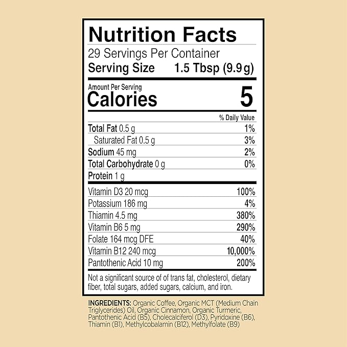 VitaCup Organic Genius Ground Keto Coffee, Increase Energy & Focus w/MCT Oil, Turmeric, B Vitamins, D3, USDA Organic Ground Coffee Medium Dark Roast, 100% Arabica Coffee Grounds, 4 bags, 10 oz each