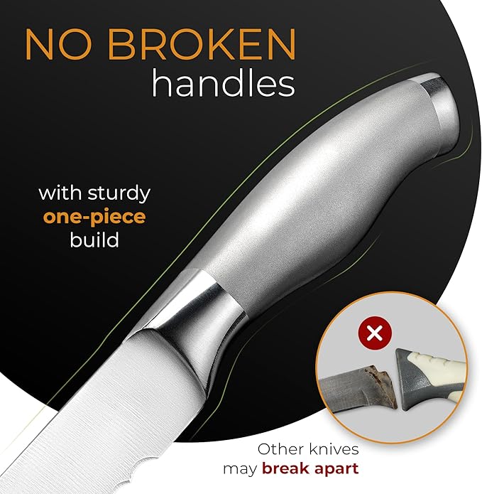 Orblue Serrated Bread Knife with Upgraded Stainless Steel Razor Sharp Wavy Edge Width - Bread Cutter Ideal for Slicing Homemade Bagels, Cake (8-Inch Blade with 5-Inch Handle)