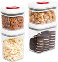INTERNET'S BEST Spin Lock Airtight Kitchen Canisters - Food Storage Containers with Twist Lock for Sugar, Flour, Pasta, Nuts - Stackable Design - 2 Rectangular & 2 Square Clear Plastic Bins - Set of 4