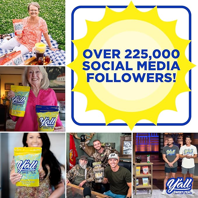 Y'all Sweet Tea - Iced Tea Bags One Gallon Size in 10 Gallons Per Pack Quick Brew Authentic Southern Ice Tea | As Seen on Shark Tank (Caffeinated)