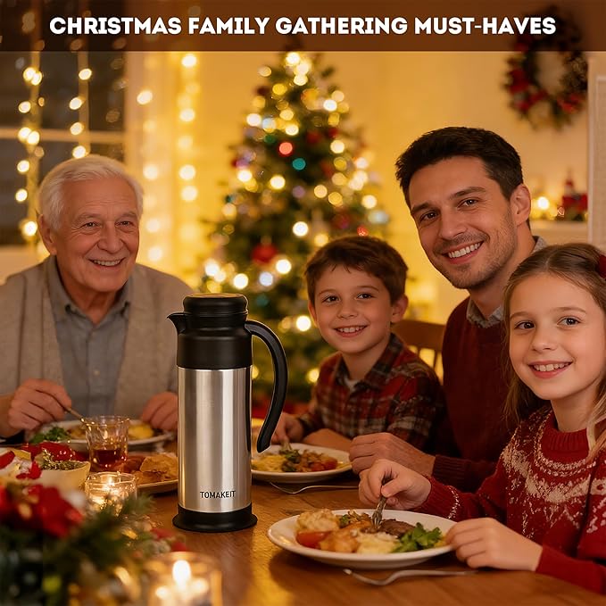 Creamer Pitcher for Coffee,1L/34 Oz Thermal Coffee Carafe,Stainless Steel Coffee Carafes for Keeping Hot and Cold,Double-Wall Design,12-Hour Hot & Cold,Leak-Proof, Portable for Travel,Camping,Office