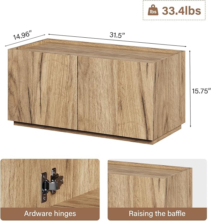 Stackable Small Storage Cabinet with 2 Doors - Modular Closet Solution and Short Storage Cabinet - Elegant Accent Cabinet for Home or Office Organization Oak