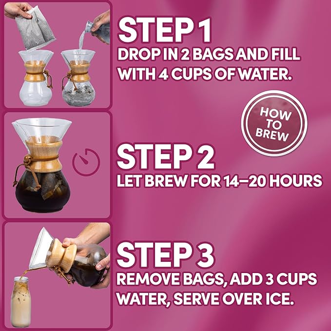Sarasota Coffee 1905 Cold Brew Coffee Bags | Sweet Cream Jamaican Me Crazy | Blonde-Medium Roast | Smooth & Low Acid | Ground Filter Packs | Cold Brew Kit Makes 14 Cups | Creamy Vanilla & Caramel Notes