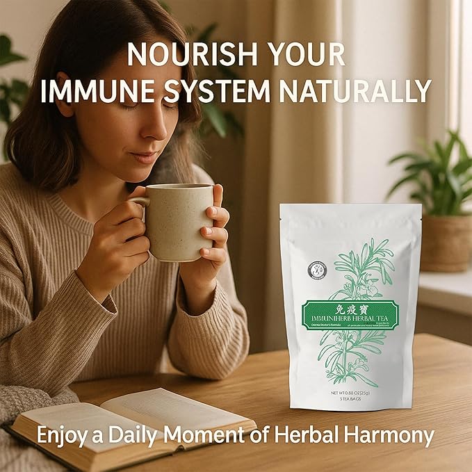 Herb Guru Immuniherb Herbal Tea Bags – Herbal Teas Blend For Respiratory Comfort With Ginger, Licorice Root, Mint, & Chrysanthemum, 0.88 Ounces