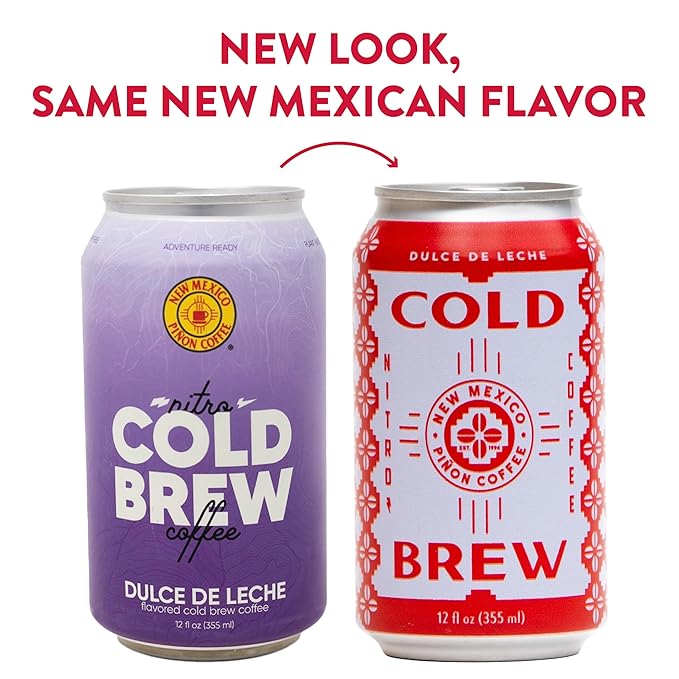 New Mexico Piñon Nitro Cold Brew Coffee Drinks - Bold Caramel & Vanilla Flavor, High Energy Nitrogen Infused Dulce de Leche Black Coffee Cans 12oz - Natural Flavor Zero Sugar & Dairy Free - 12 Pack