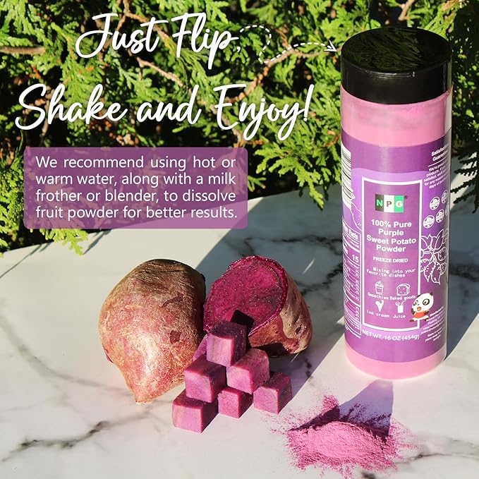 NPG 100% Pure Purple Sweet Potato Powder (Purple Yam Ube) 16 Ounces, All Natural Purple Dry Food Coloring Powder for Baking, Smoothies, Pasta, Tortillas, Vegan Gluten Free Non-GMO