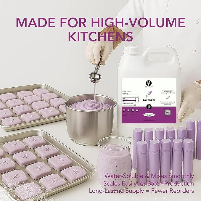 Dolce Flav Lavender Flavoring – 32 Ounce Oil-Soluble Kosher, Sugar-Free, Concentrated Floral Lavender Flavoring for Baking, Chocolates & Desserts
