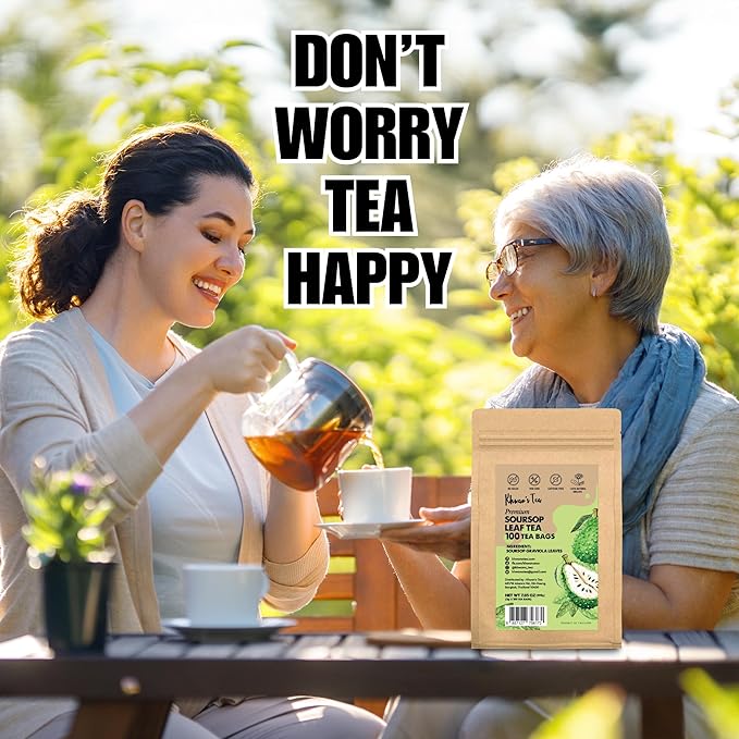 KHWAN’S TEA Premium Soursop Tea Bags, Pure Graviola Leaves, Handpicked Guanabana Leaf Herbal Tea, Caffeine-Free, No Sugar, Gluten-Free, Flavorful & Nutrient-Rich, Soursop Leaves Tea (2g/bag)