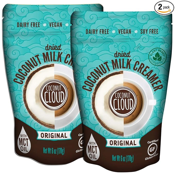 Coconut Cloud: Plant Based Dairy Free Coffee Creamer | Keto Friendly, Unsweetened Coconut Milk Powder | Low Sugar, Dairy Free, Non-GMO, Plant Based, Gluten & Soy Free, USA Made, (Original Flavor), 2-Pack