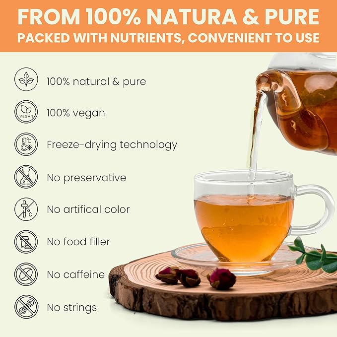 Vteaz Premium Morning C Loose Leaf Tea, 15 Bags - 45 Cups, Whole Fruit Organic Tea, Non-GMO Caffeine Free, Gluten Free, Natural Ingredients with Freeze-drying Technology, Vitamin C, Immune Support