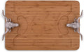 Arthur Court Designs Aluminum Longhorn Handle Bamboo Wood Carving/Cheese Board Large Tray for Serving Meats or Appetizer 20 inch x 13 inch