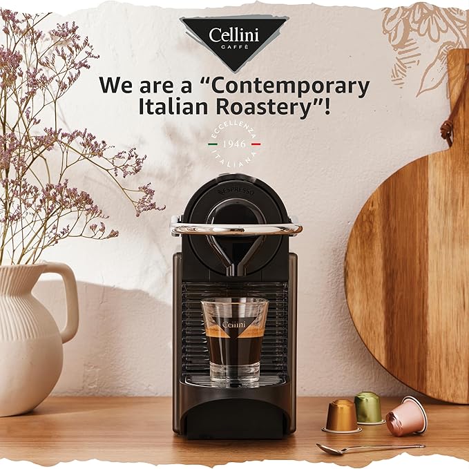 Cellini Caffè Melodico Aluminum Nespresso Pods, 120 Count, Dark Roast Coffee Capsules, 100% Nespresso Original Machine Compatible, Strong