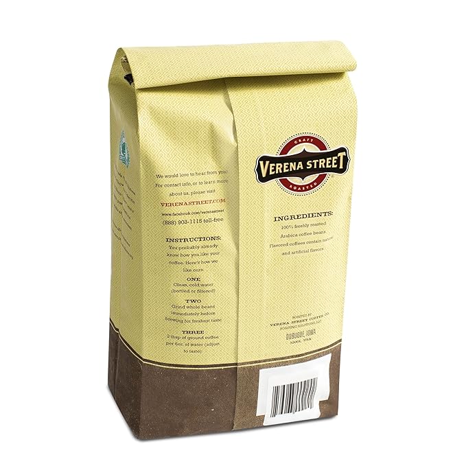 Verena Street 2 Pound Flavored Ground Coffee, Cow Tipper, Medium Roast, Rainforest Alliance Certified Arabica Coffee
