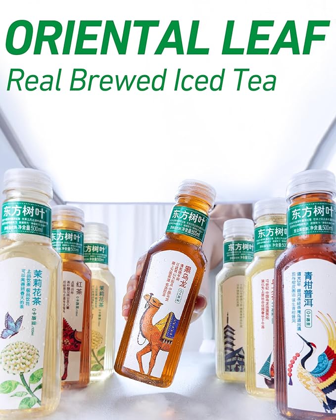 ORIENTAL LEAF Unsweetened Iced Tea – Bottled Black Oolong Tea, 16.9 FL oz bottles (Pack of 15), Brewed Tea Drinks, Sugar Free, 0 Calories