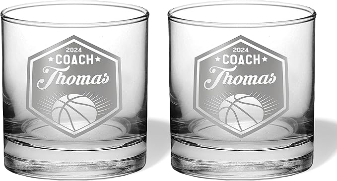 Basketball Coach Beer Glasses - Basketball Coach Gifts Personalized Coach Pint Glass Engraved Coach Award Basketball Beer Glass End of Season Gifts Coach (Basketball, Dbl Whiskey Gift Box)