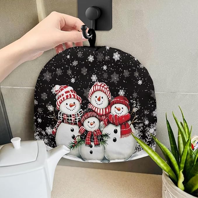 Snowman Family Tea Cozy Tea Pot with Warmer Fashion Teapot Insulated Cotton Kettle Kitchen Dust Cover for Housewife Small Tea Pot Cozy Cover with Keep Warming Teapot Gift for Kettle Cover