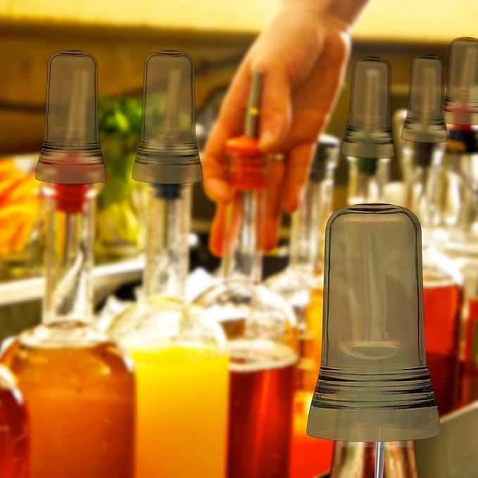Esatto 24 Pieces Pour Spout Covers Champagne Liquor Bottle Toppers, Universal Bottle Pour Dispenser, Liquor Bottle Covers Bottle Cover Dust for Home Kitchen Tools Supplies (Champagne)