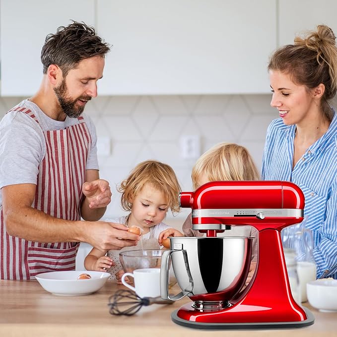 Mixer Slider Compatible with 3.5 QT Kitchen Aid Stand Mixers, Kitchen Countertop Storage Mover Sliding Caddy Mixer Slider Mat for Kitchen Aid Stand Mixer Accessories Attachment (Bamboo - Black)