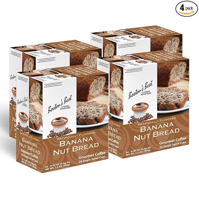 Boston’s Best - Banana Nut Bread Flavored Delicious Gourmet Coffee Compatible with Keurig Coffee Maker, 24 Count (Pack of 4)